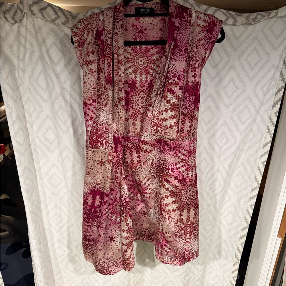 Guess Pink and White Patterned Skirt